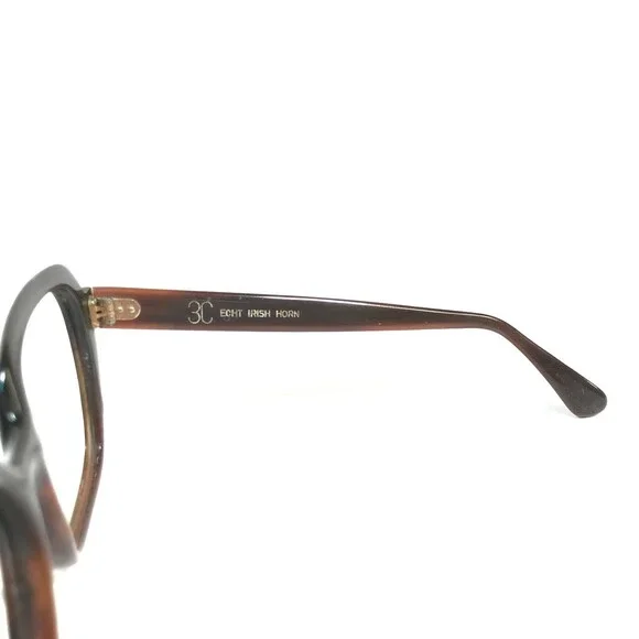 Vintage Buffalo Horn Eyeglasses Frames Smooth Brown Square 3C 54-16-140 - Picture 6 of 9